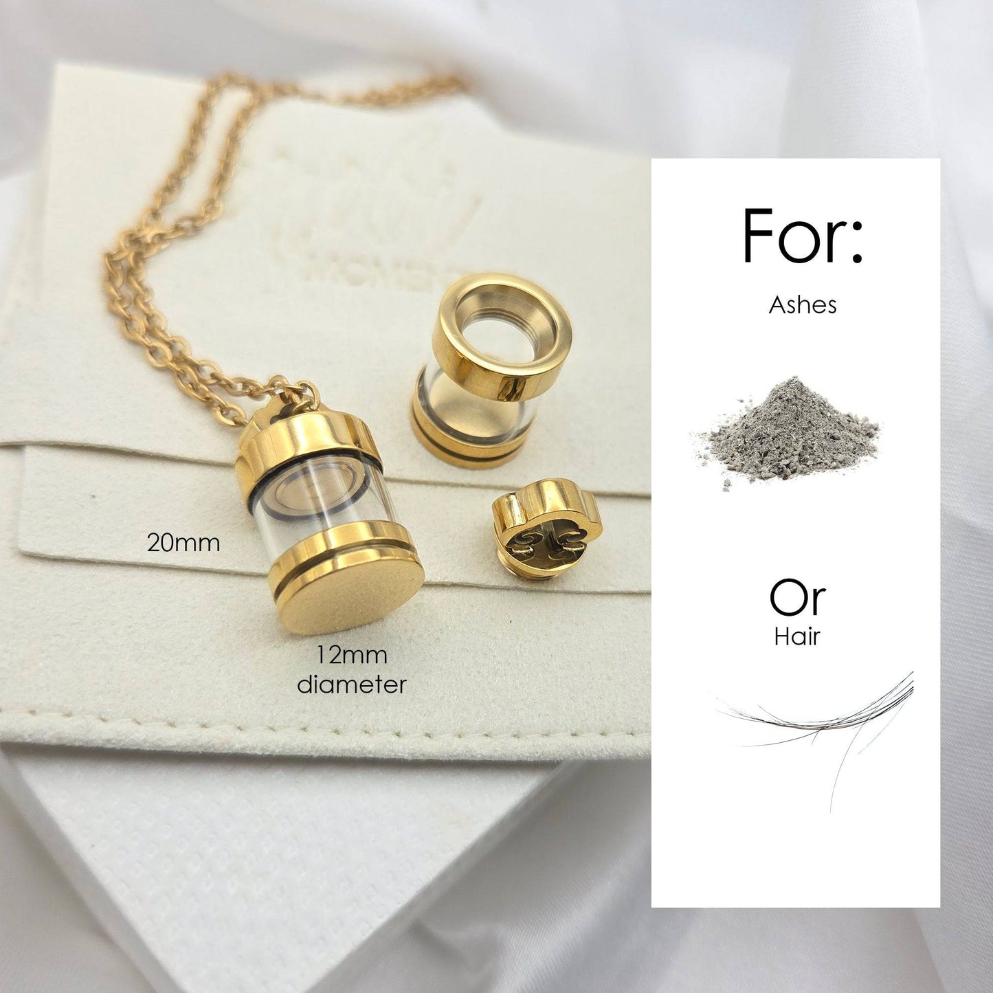 Personalized urn necklace for human ashes or hair. - mobimomentos