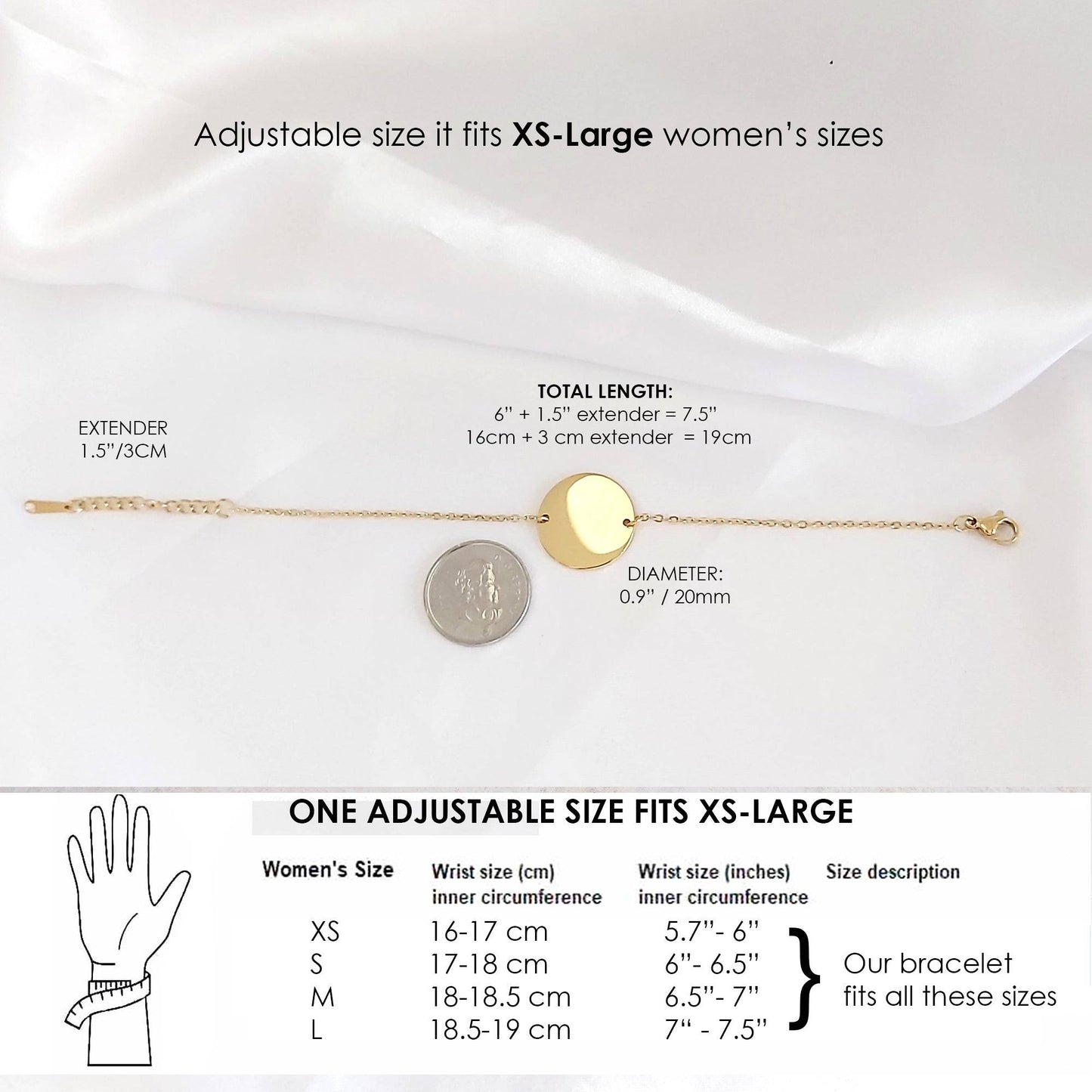 Actual handwriting coin bracelet - mobimomentos