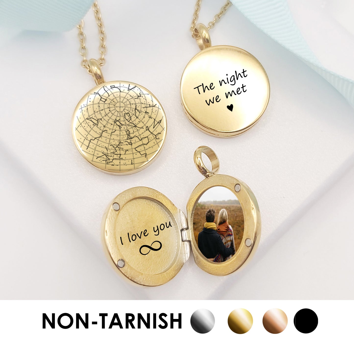Custom star map locket with photo