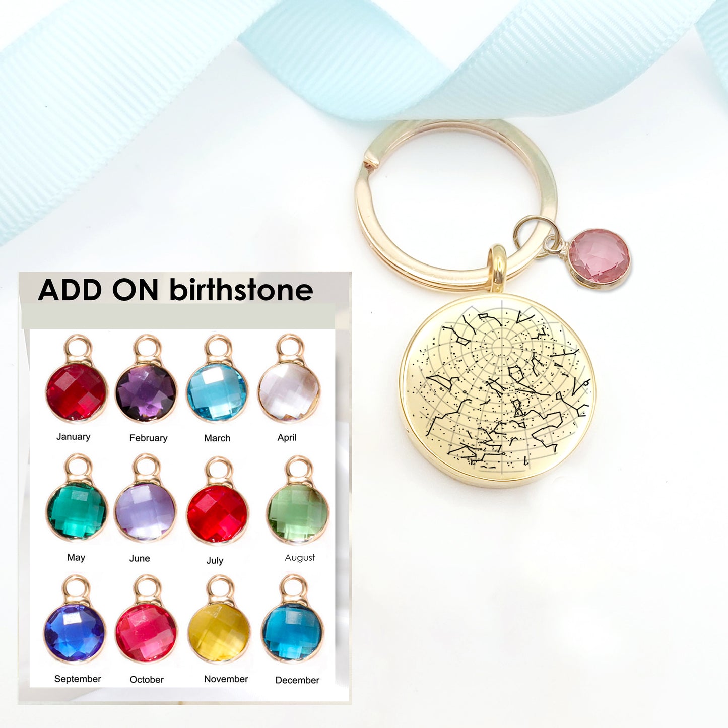 Anniversary star map keychain locket the day you met.