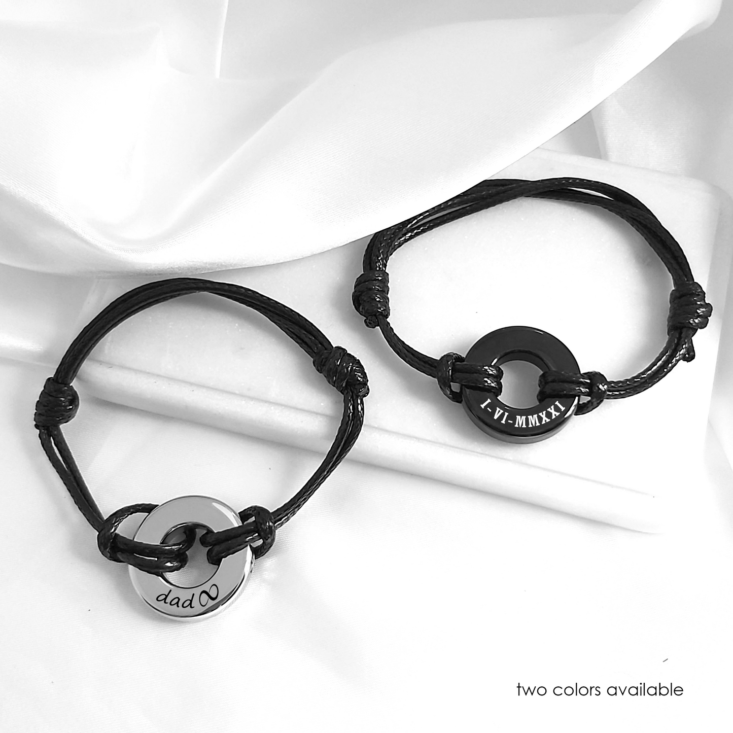 Custom engraved round urn bracelet for ashes.