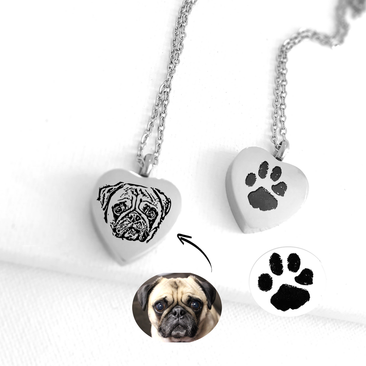 Their Print on My Heart Pet Urn Necklace