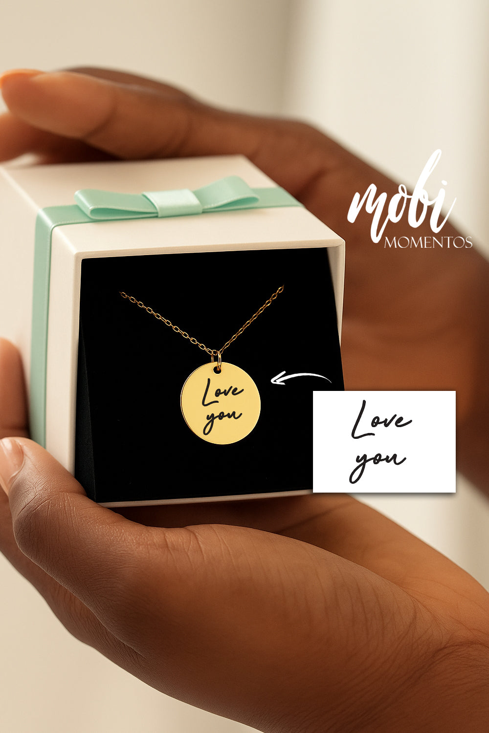 Custom Heart or Round Necklace with Handwriting & Message – Personalized Engraved Keepsake
