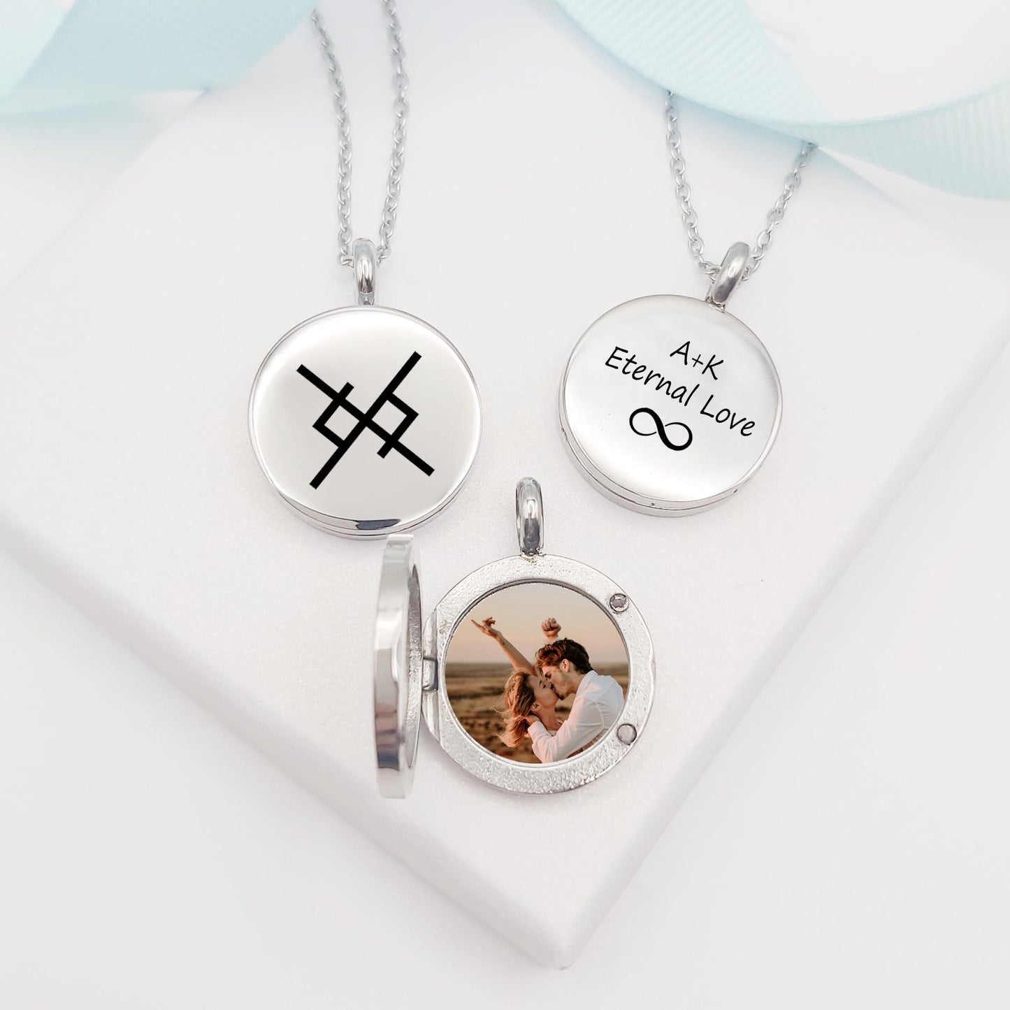 Eternal love Viking love symbol locket with photo for her and him.