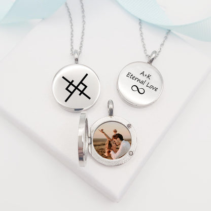Eternal love Viking love symbol locket with photo for her and him.
