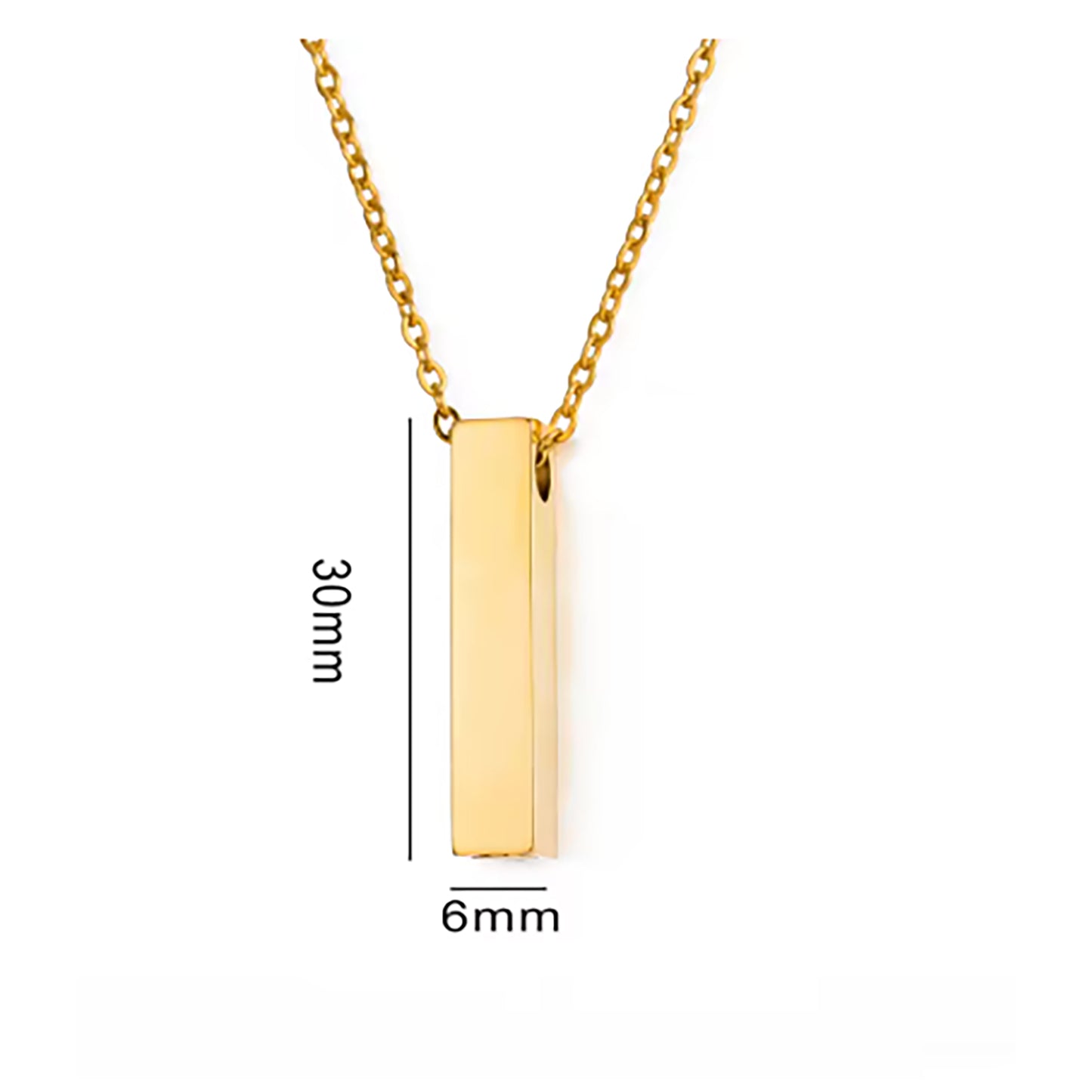 Four sides bar urn necklace for ashes, engraved with custom fingerprints