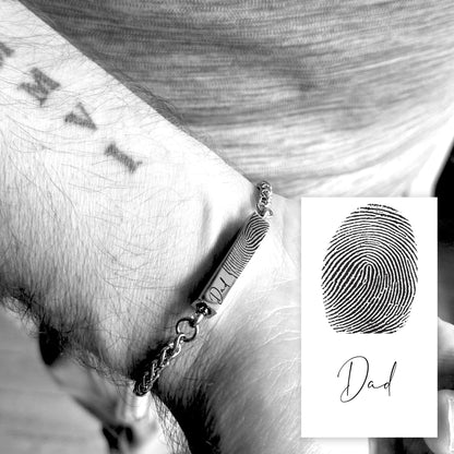 Handwriting and thumbprint bar urn bracelet for ashes.