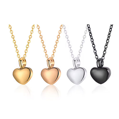 Heart urn necklace for ashes, engraved with custom fingerprint