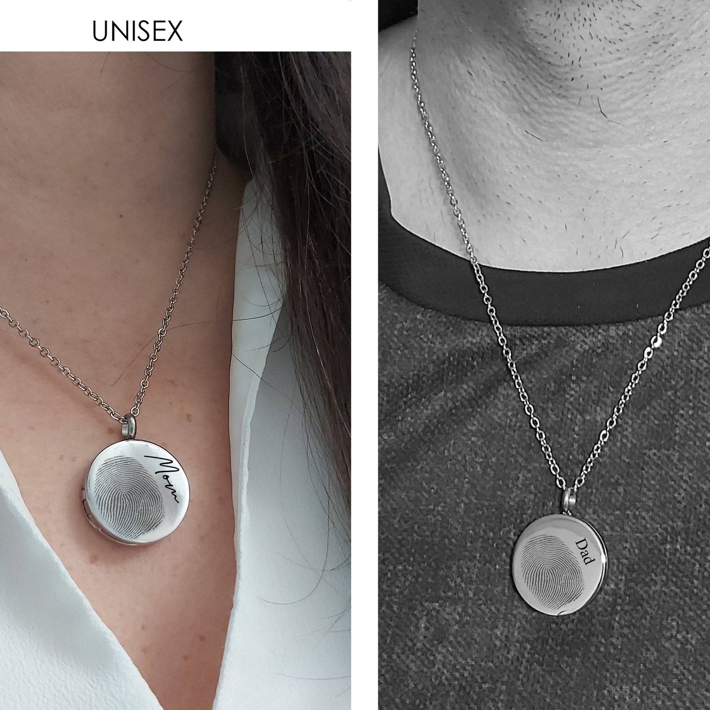 Memorial thumbprint locket with photos and engraving. - mobimomentos