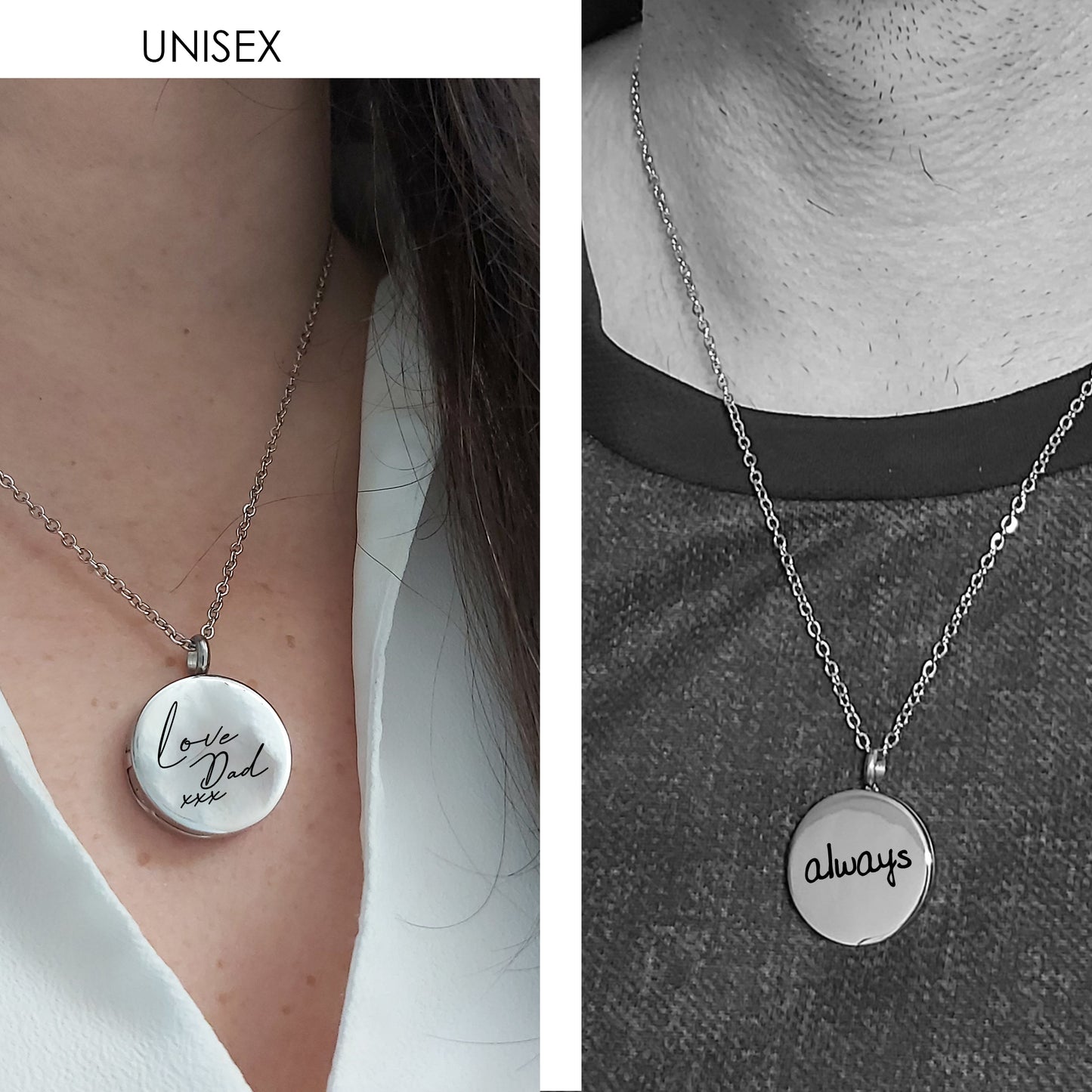 Locket engraved with kids drawings.