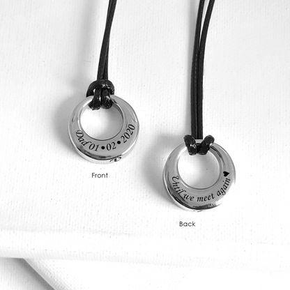 Personalized cremation infinity urn necklace for ashes.