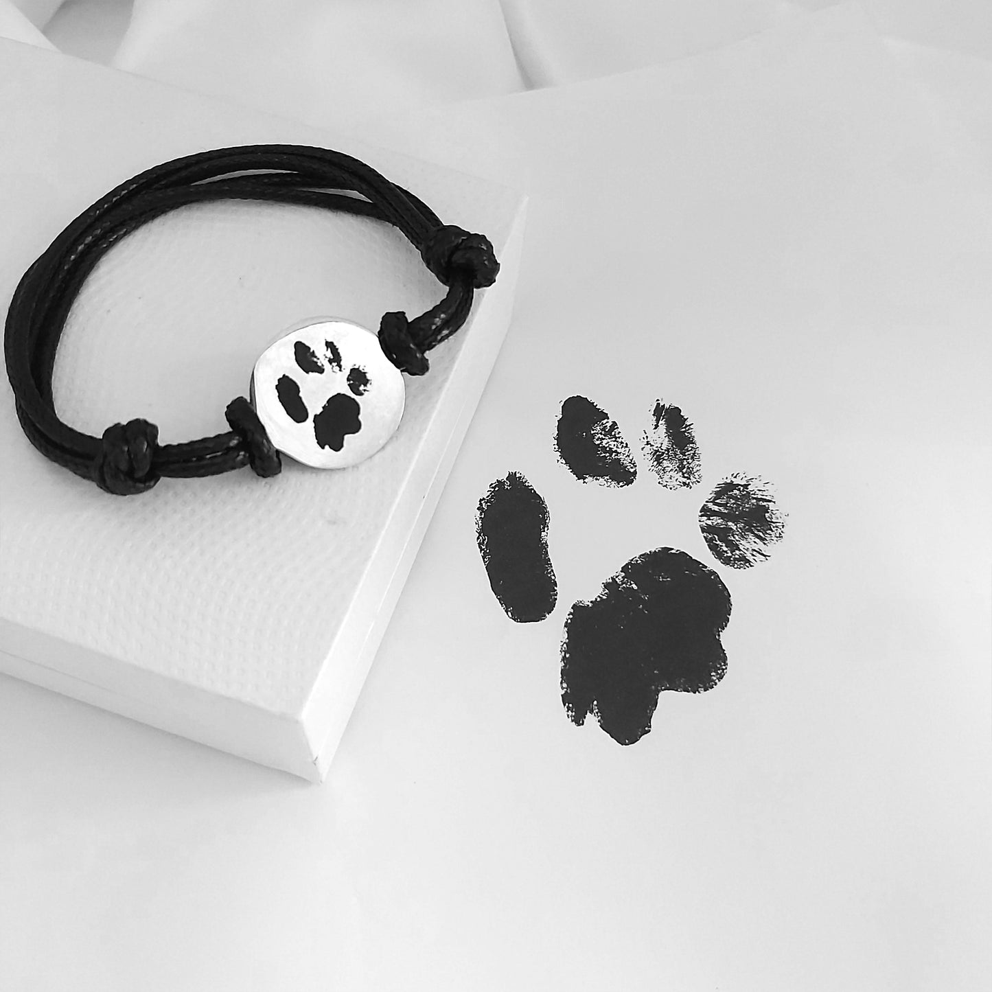 Custom pet paw or nose print leather bracelet