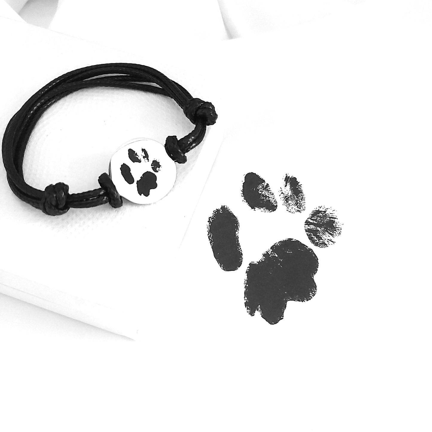 Custom pet paw or nose print leather bracelet