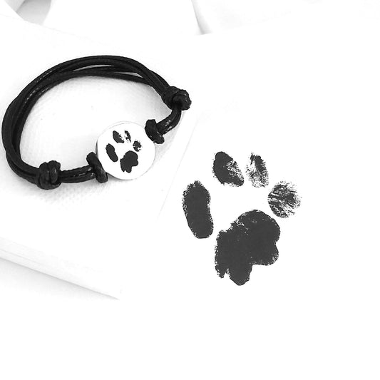 Custom pet paw or nose print leather bracelet - mobimomentos