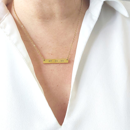 Personalized bar necklace for woman