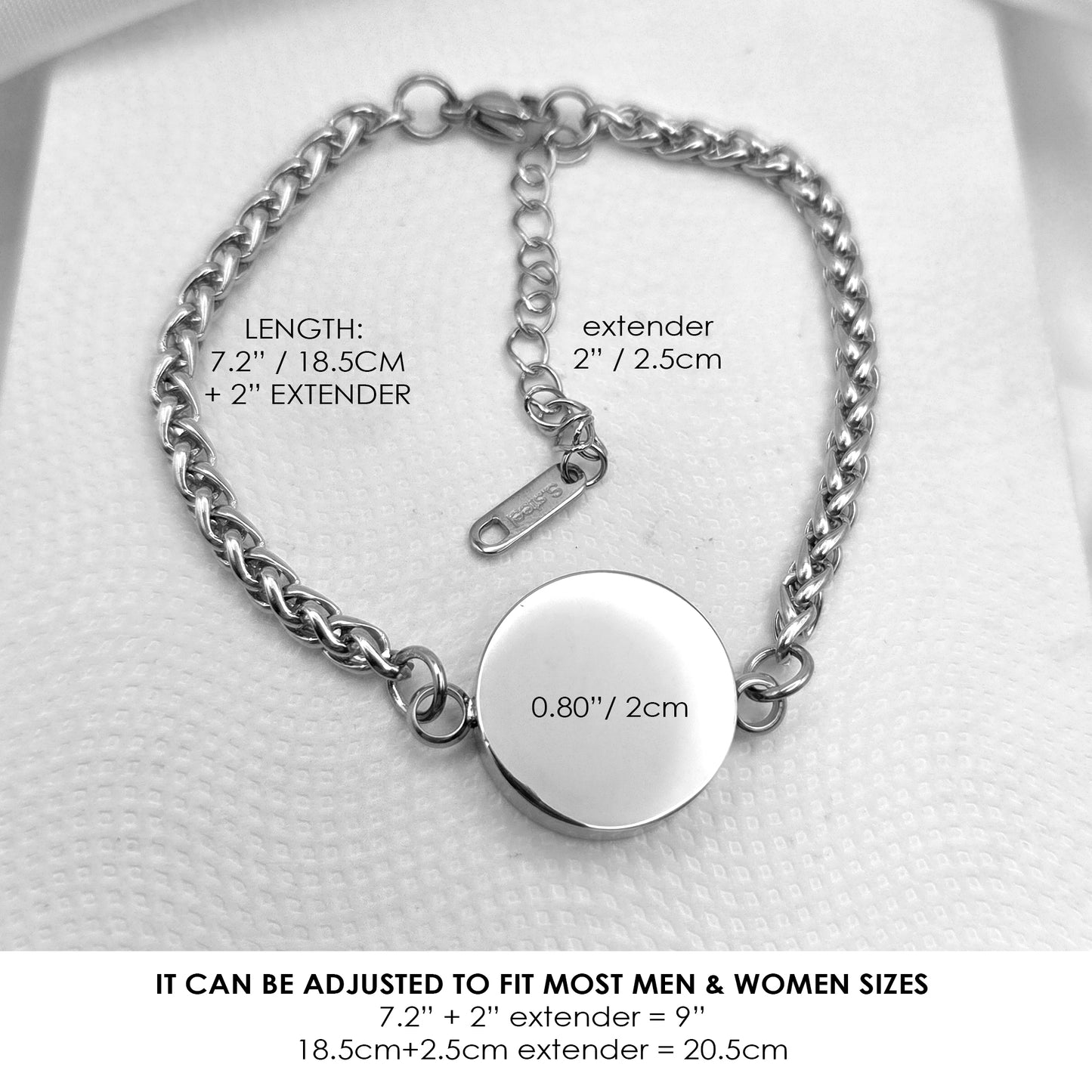Handwriting cremation round urn bracelet for ashes.