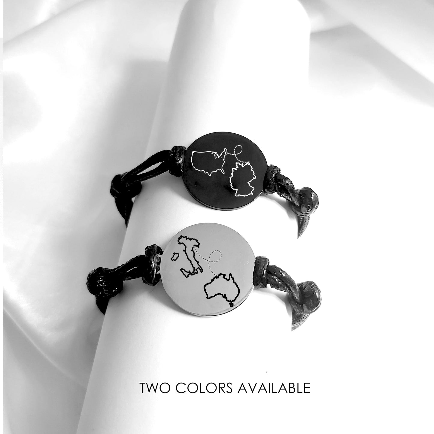 Two map leather bracelet for women and men