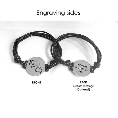 Two Maps Long Distance Bracelet