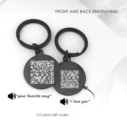 Father's day keychain gift for dad and grandad, Personalized QR code keychain with kids voices.