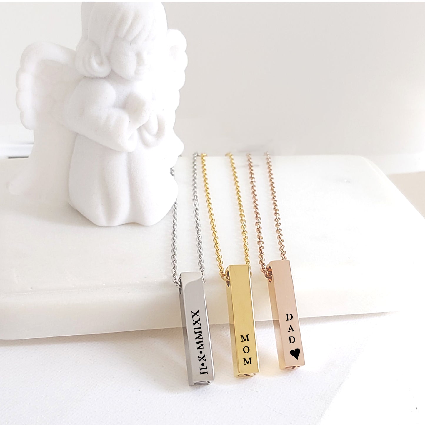 Personalized cremation bar urn necklace for ashes.