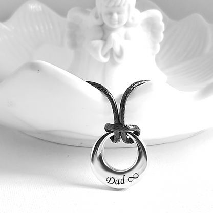 Personalized cremation infinity urn necklace for ashes.