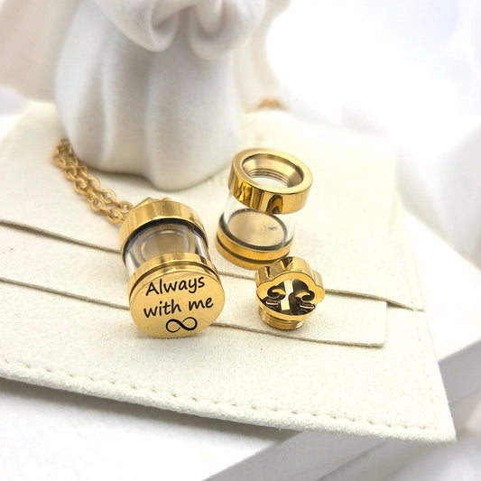 Personalized cremation urn necklace for pet ashes and hair - mobimomentos