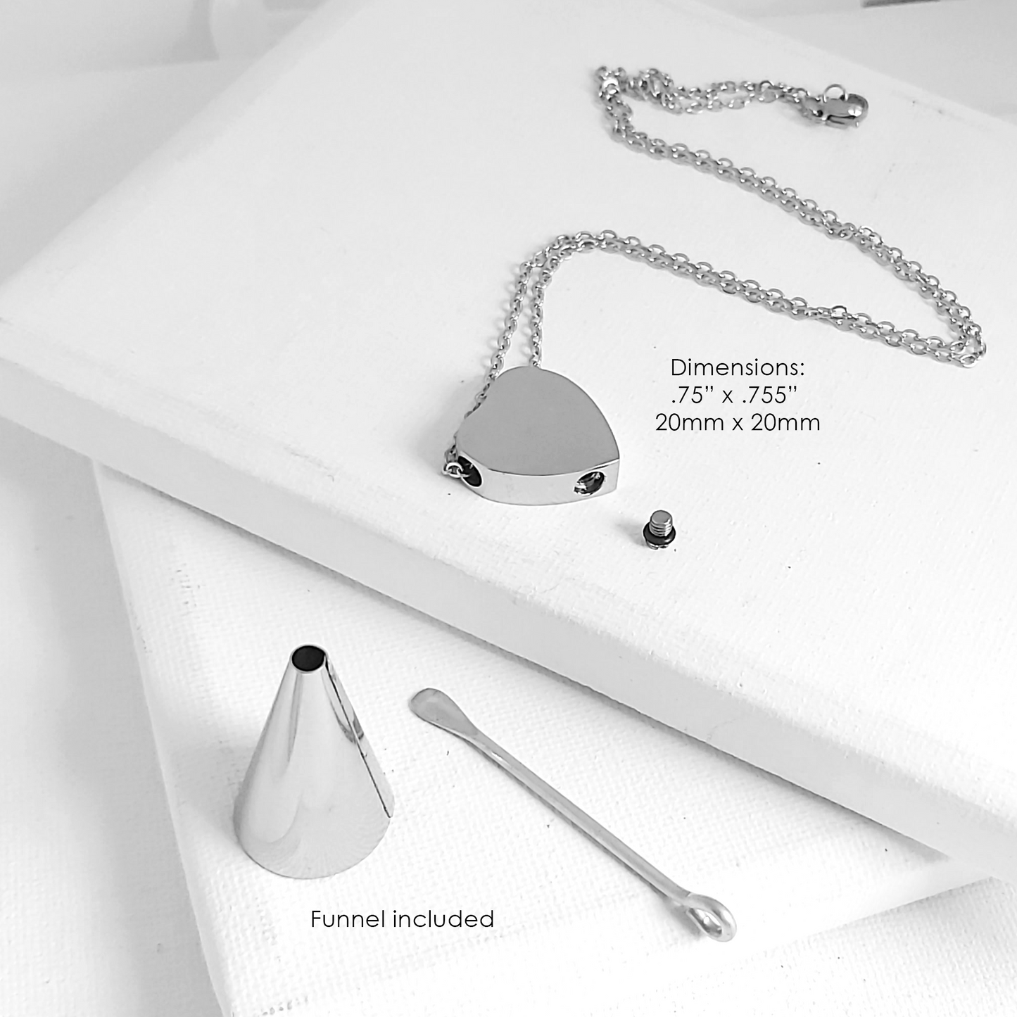 Pet portrait cremation heart urn necklace for ashes.