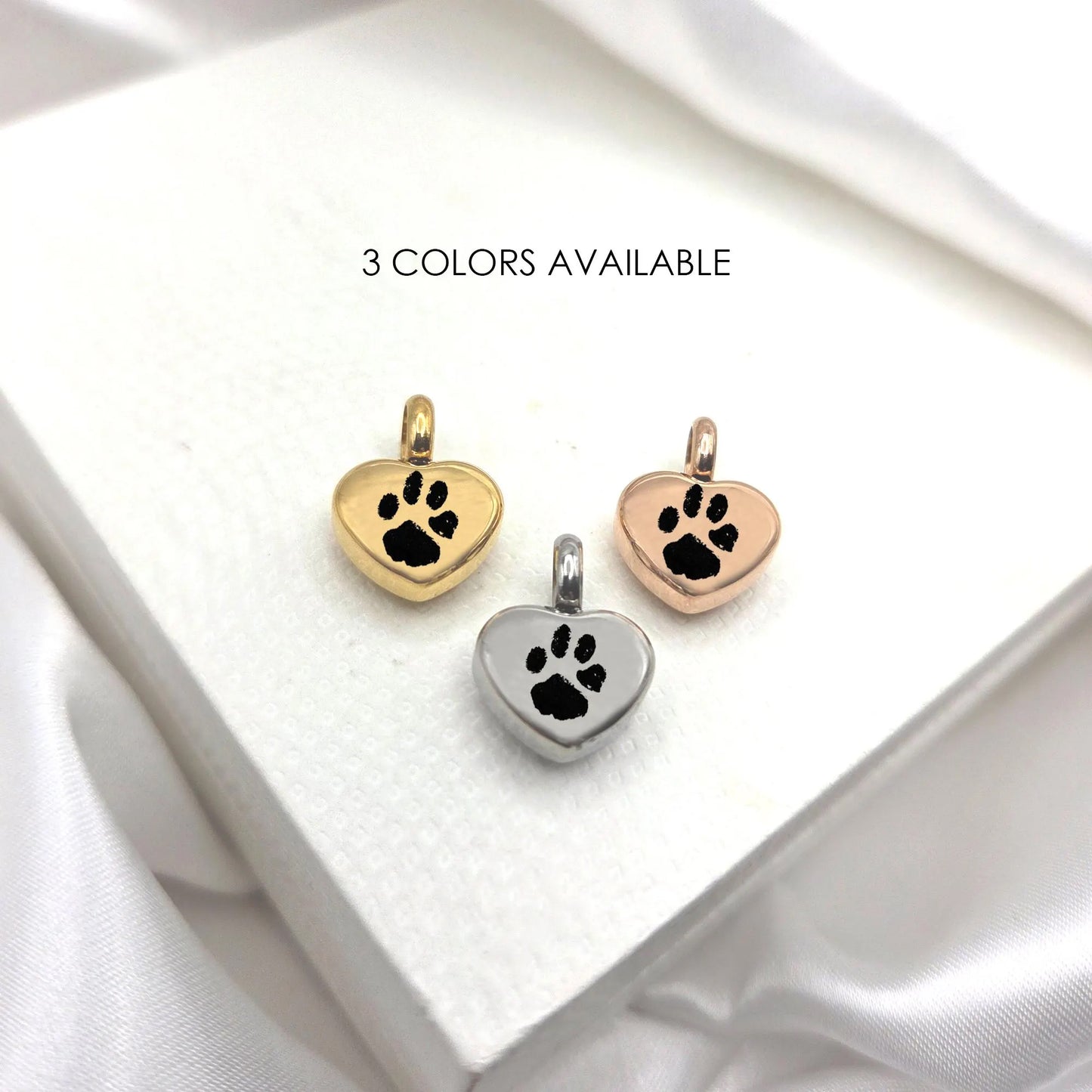 Custom paw print heart urn charm for bracelet for ashes.