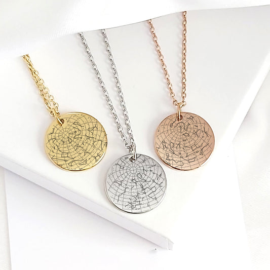 Collier carte des étoiles personnalisé pour elle et lui