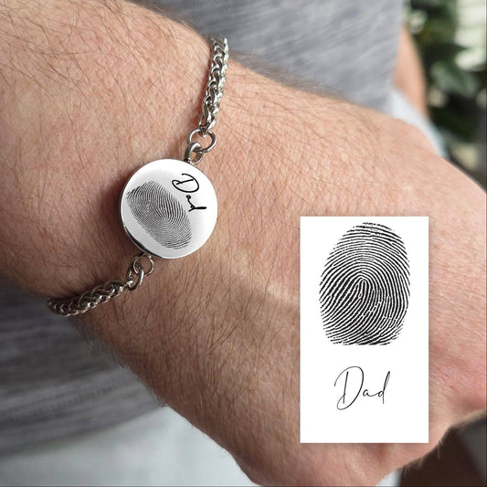 Handwriting and thumbprint round urn bracelet for ashes. - mobimomentos