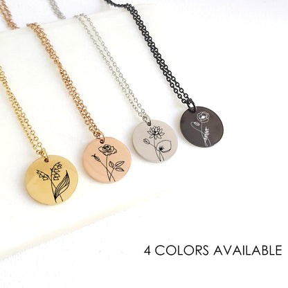 Collier de fleurs de naissance personnalisé avec nom.