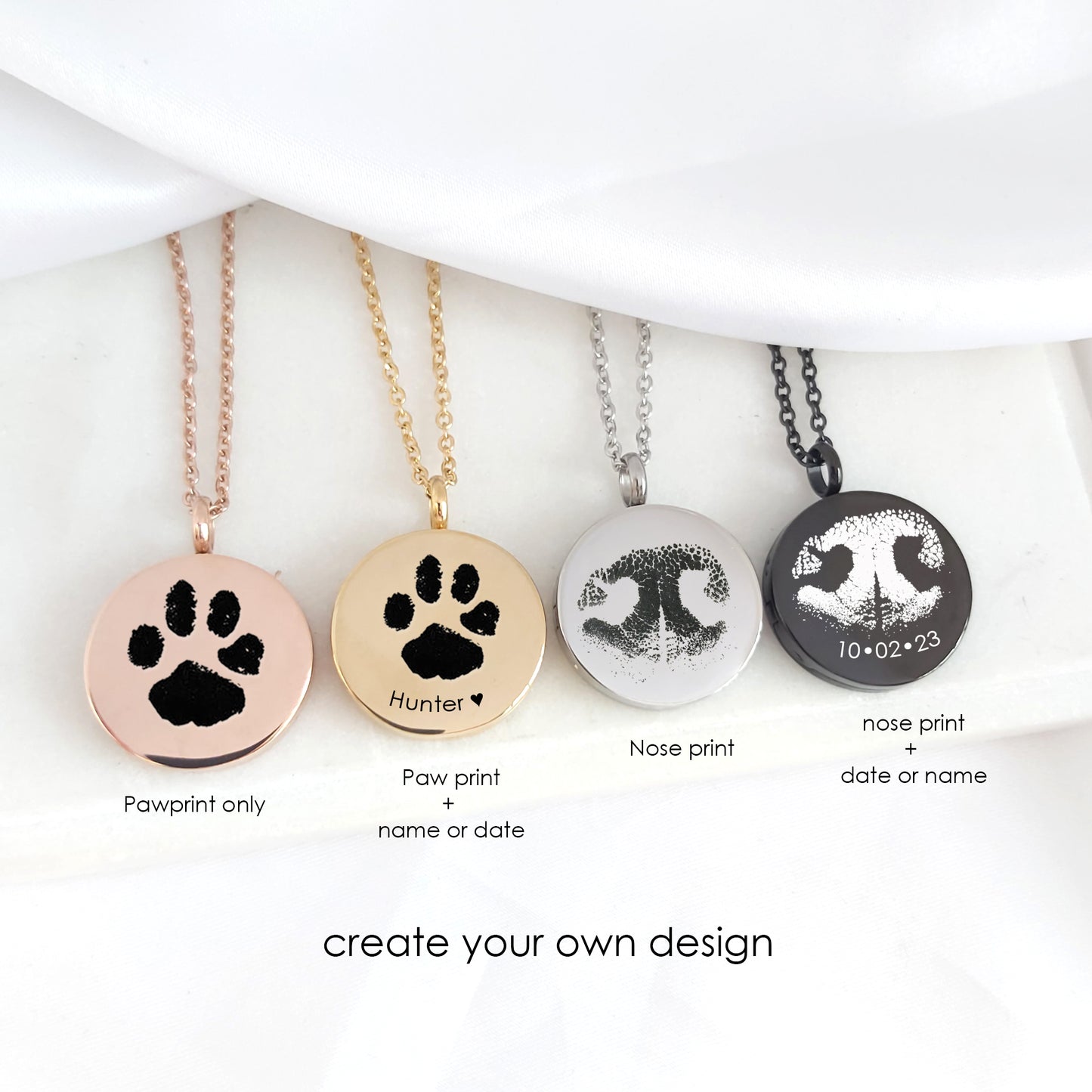 Paw print heart locket necklace with photo.