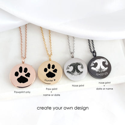 Paw print heart locket necklace with photo.