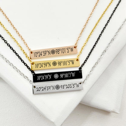 Custom coordinates bar necklace