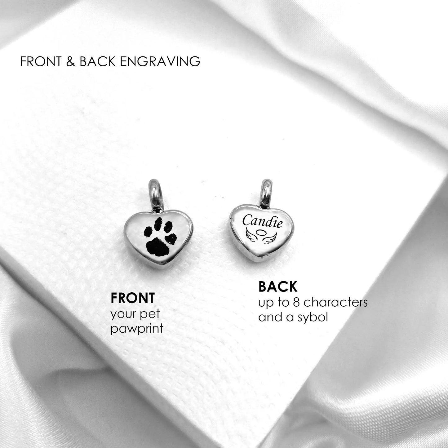 Custom paw print heart urn charm for bracelet for ashes.