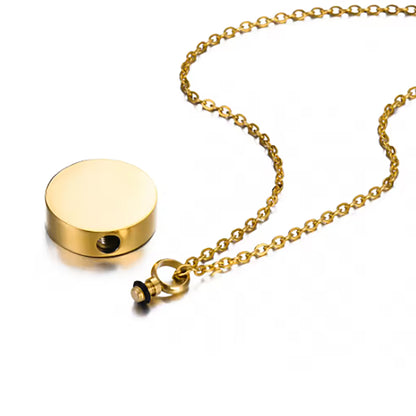 Round urn necklace for ashes, engraved with your love one handwriting