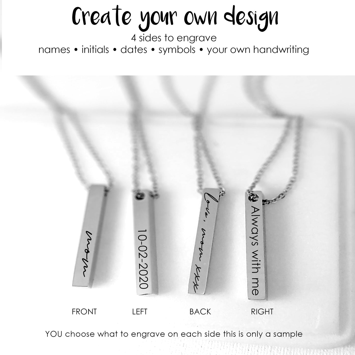 Own handwriting urn necklace for human ashes.