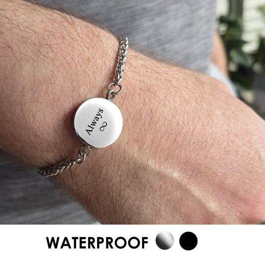 Personalized round urn bracelet for ashes.