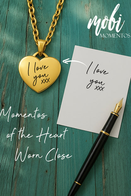 Custom Heart or Round Necklace with Handwriting & Message – Personalized Engraved Keepsake