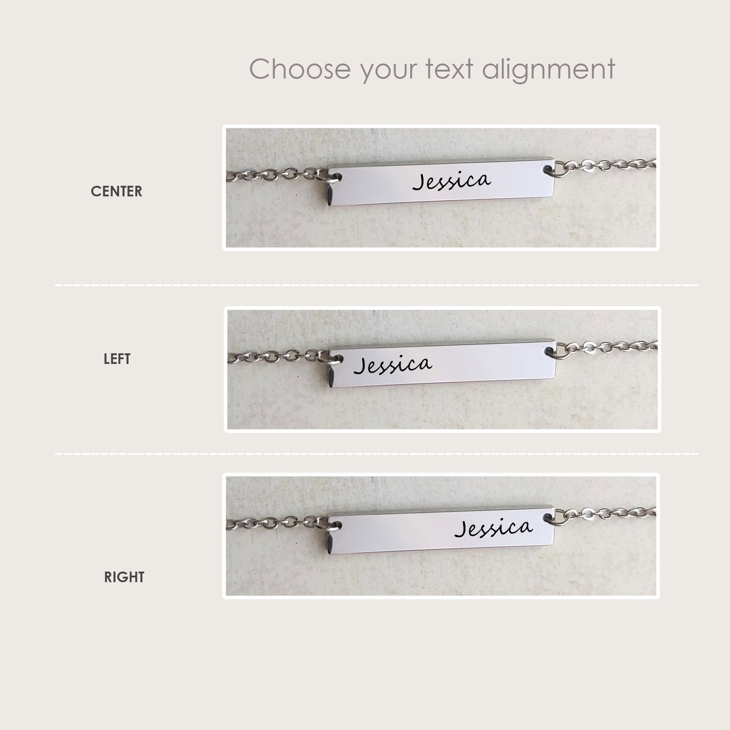 Personalized bar necklace for woman