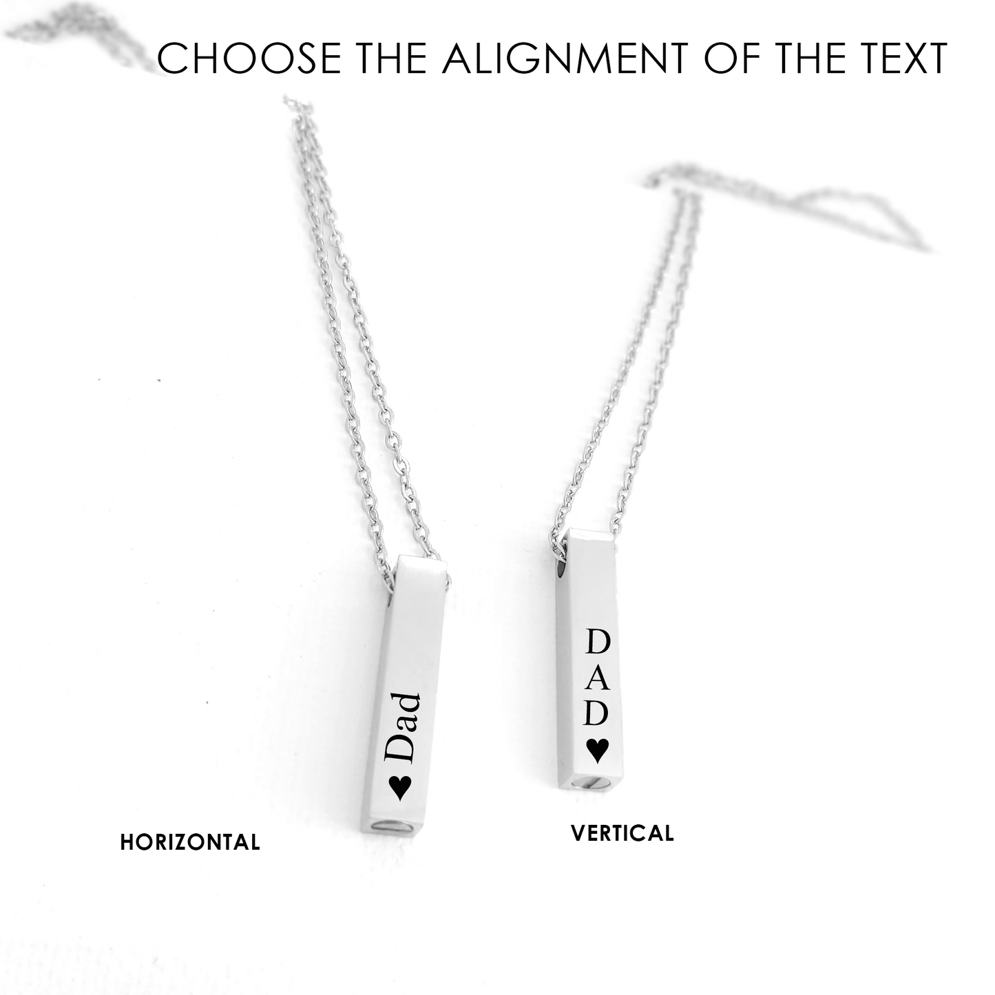 Personalized cremation bar urn necklace for ashes.