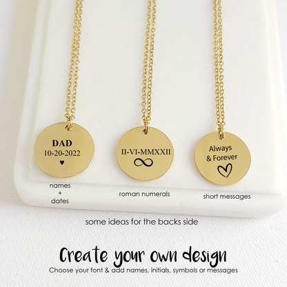 Custom Heart or Round Necklace with Handwriting & Message – Personalized Engraved Keepsake