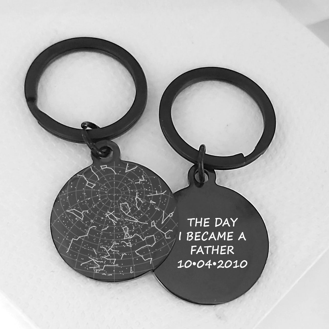 First time dad and mom star map keychain