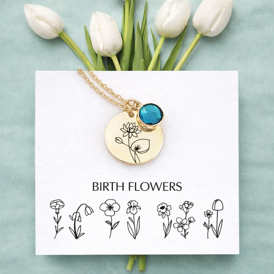 Birthday Bloom - Personalized birth flower necklace.