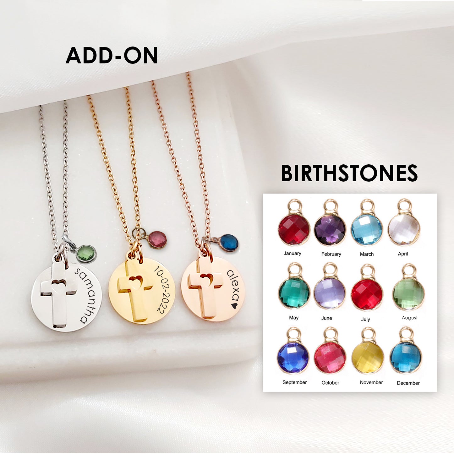 Personalized name necklace with cross for girls