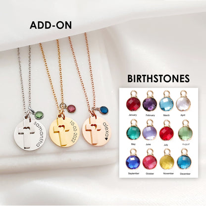 Personalized name necklace with cross for girls