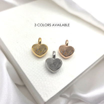 Thumbprint cremation heart urn charm for bracelet for ashes.