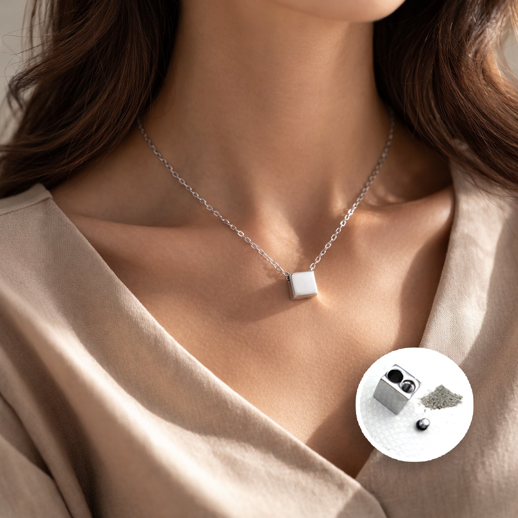 Collar de urna rectangular con huella dactilar para cenizas humanas.