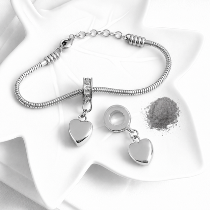 Dije de urna colgante con forma de corazón con la huella de la pata de tu mascota para pulsera para cenizas.