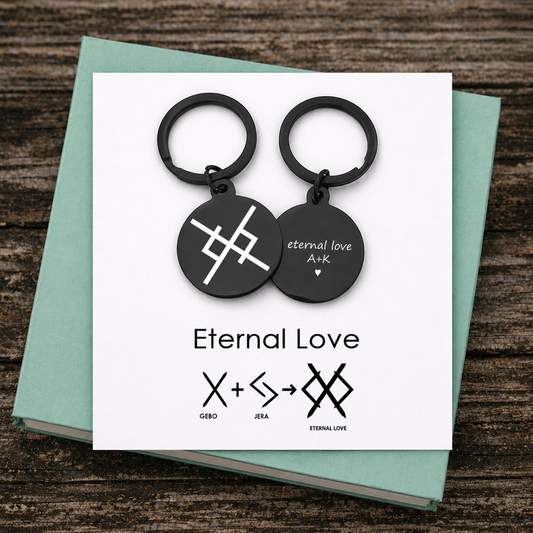 Custom Viking Love Symbol Keychain – Personalized Couple Gift | Eternal Love Keepsake
